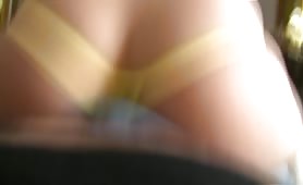 Chloe does a twerking on dick in yellow thongs