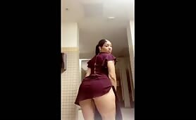 no panties at work and twerking in the bathroom